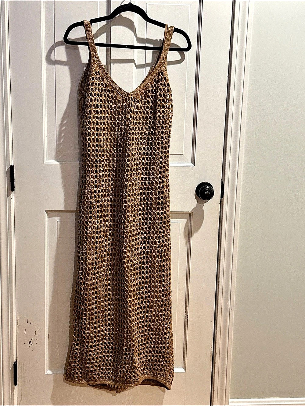 Zara Crochet Midi Dress in Brown Size Small